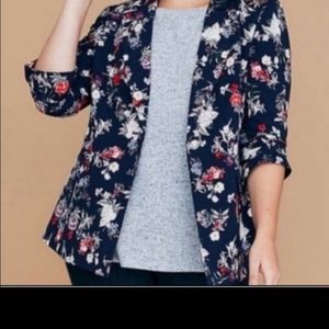 BOGO Lane Bryant Navy Floral Stretch Jacket Blazer 16